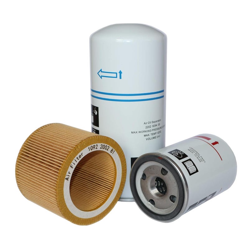 MIAACF Filter Kit 2202929400/2202929450 Air/Oil Separator, 1092200281/1613900100 Air Filter, 2202929500/2202929550 Oil Filter,Compatible with GA5/11FF Air Compressor Compression Equipment Accessories - Image 1